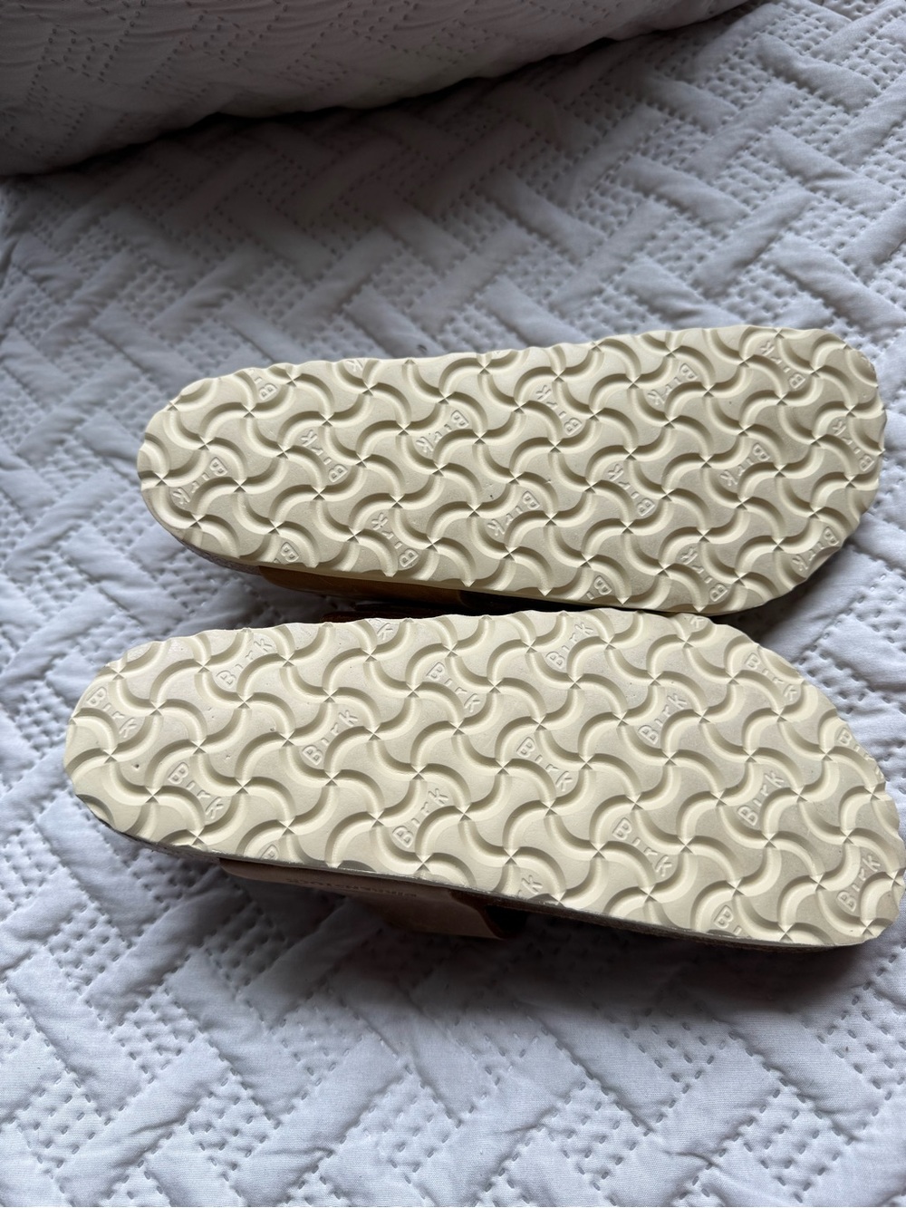 Birkenstock Big Buckle Tan Leather Slide Sandals with Gold Buckles - Picture 3 of 8